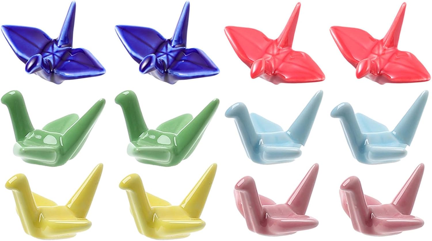 Paper Crane Ceramic Chopsticks Rest Stand 12pcs for Dining Table