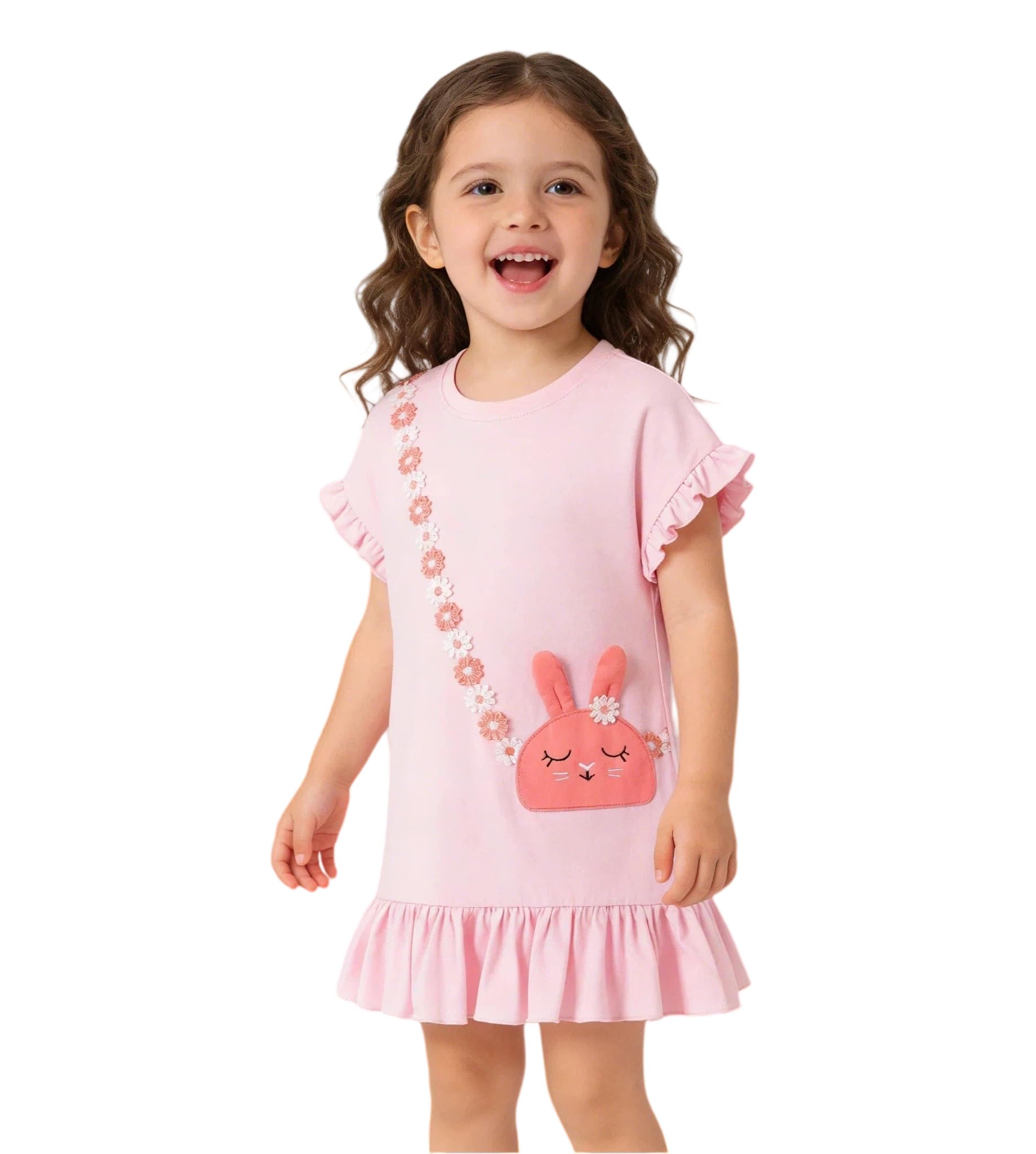 Vestido Niña Unicornio Vestidos Manga Algodón Animal Flores Verano Casual Vestido 2-8 Años — view 2