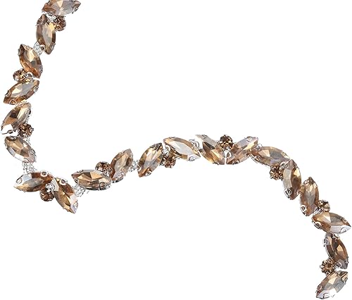 Miniatura 1 de uxcell Borde de cadena de diamantes de imitación de 1 yarda, aplique de cadena de cristal brillante de 0.394 pulgadas para costura, joyas de