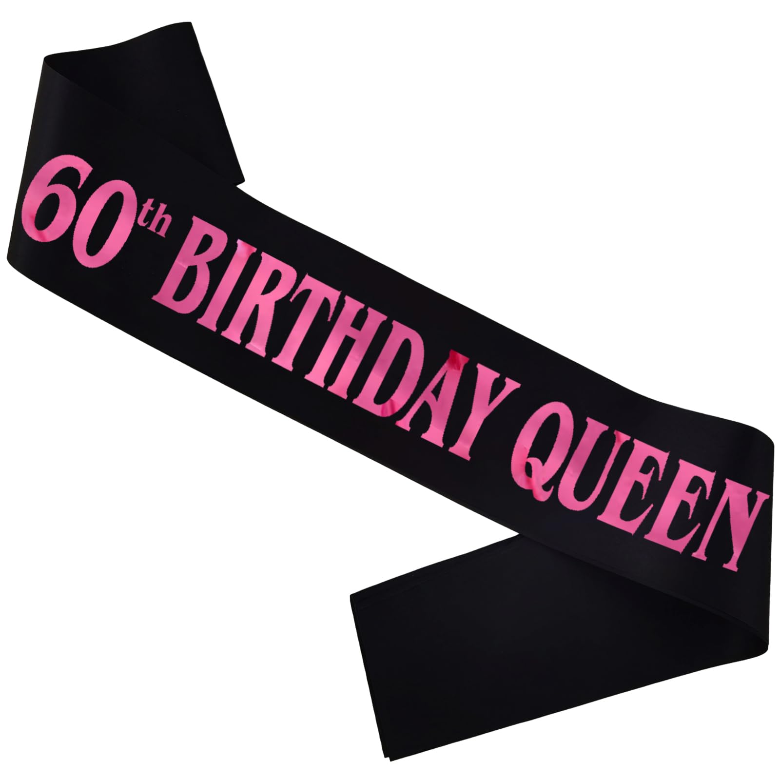 MUMUNN 60th Birthday Queen Sash, Pink Foil Black Satin Birthday Sash for Women 60th Fabulous Birthday Party Gift Decorations Favors