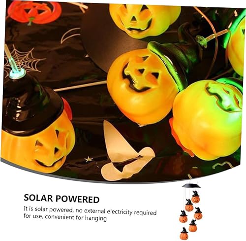Miniatura 5 de Lámpara de carillón de viento de calabaza alimentada por energía solar Luz LED para decoraciones de Halloween