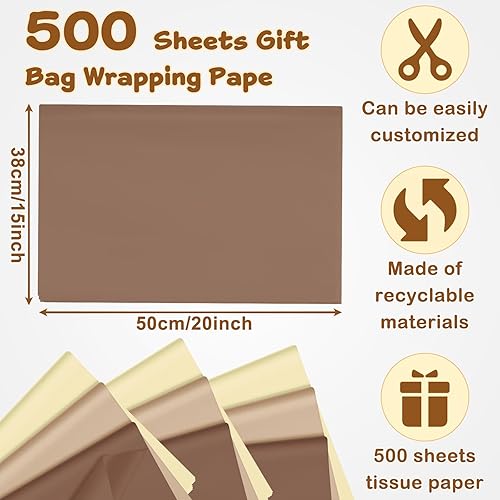 Miniatura 2 de Qilery 500 hojas de papel de seda marrón kraft a granel de 15 x 20 pulgadas, sin ácidos, papel de regalo para regalo de cumpleaños de Navidad, boda,