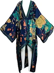 Saída de praia com sensação de seda de verão, cardigã feminino boho, festa africana, quimono kaftan