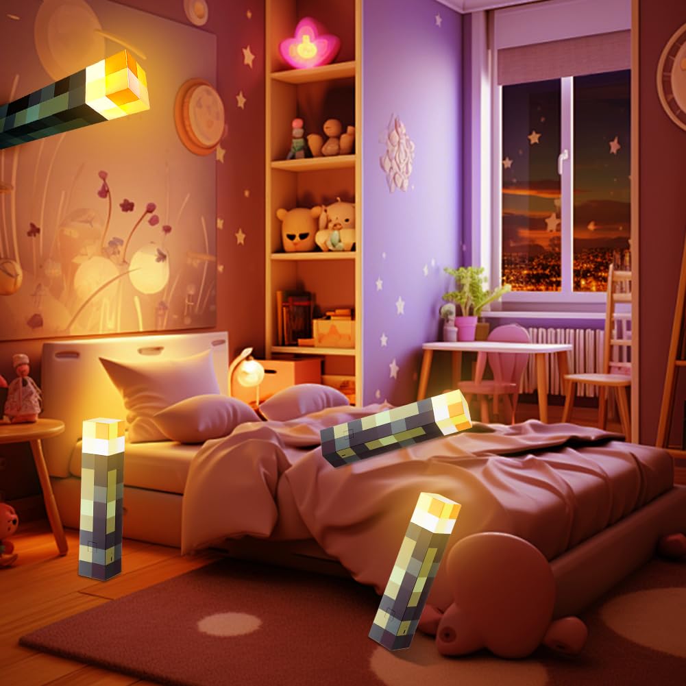 VOHESEA Lamp Torch Wall Lampe 28cm, Craft Torch Lamp, Hand/Wall Mount Lighting, 3D Bedside Night Lampe with Hook - Image 3