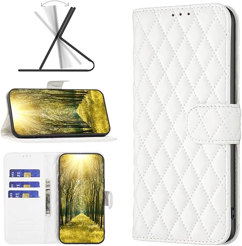 Vista 17 de Case for Xiaomi Redmi Note 10 4G/Note 10S,Rhombus Lambskin Pattern Premium Leather Wallet Kickstand Flip Case Magnetic Clasp Cover Blue