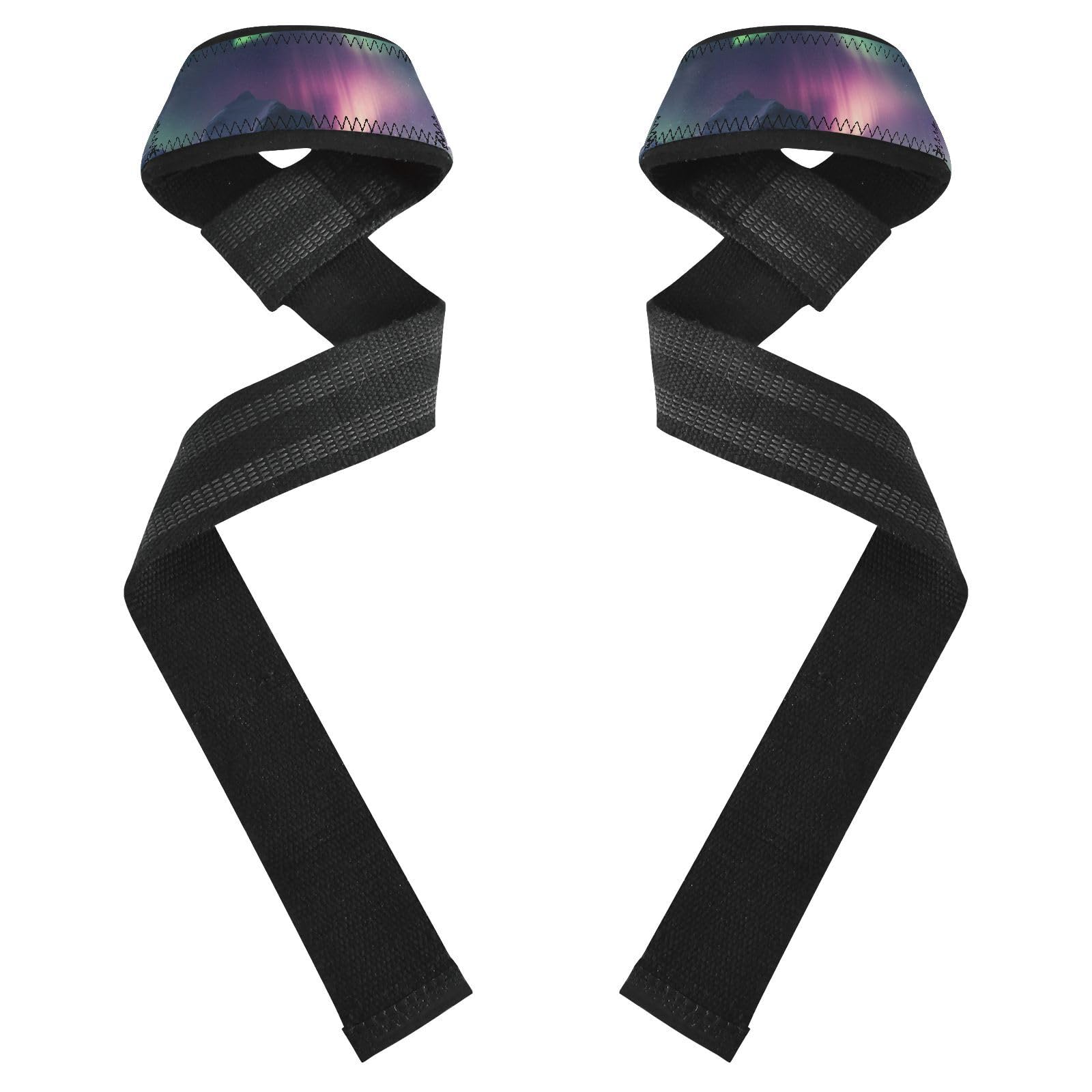 Nander Beautiful Aurora Wrist Straps for Weightlifting,Lifting Straps with Neoprene Cushioned Wrist Padded and Anti-Skid Silicone for Strength Training,Bodybuilding,Deadlifting