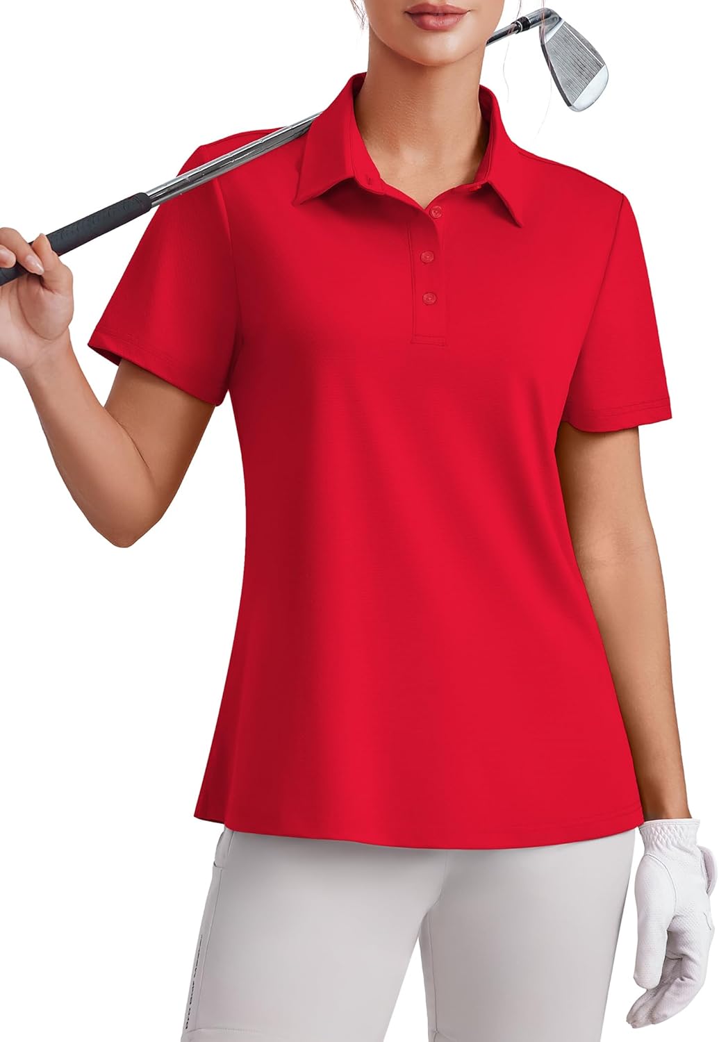 PINSPARK Womens 4 Buttons Golf Polo Shirts UPF 50+ Quick Dry Athletic Tennis Tops Collared Pickleball T Shirt