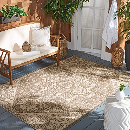 SAFAVIEH Medaillon Teppich für Drinnen & Draussen - Beachhouse Collection, Kurzer Flor, Creme und Beige, 201 X 290 cm SAFAVIEH Medaillon Teppich für Drinnen & Draussen - Beachhouse Collection, Kurzer Flor, Creme und Beige, 201 X 290 cm