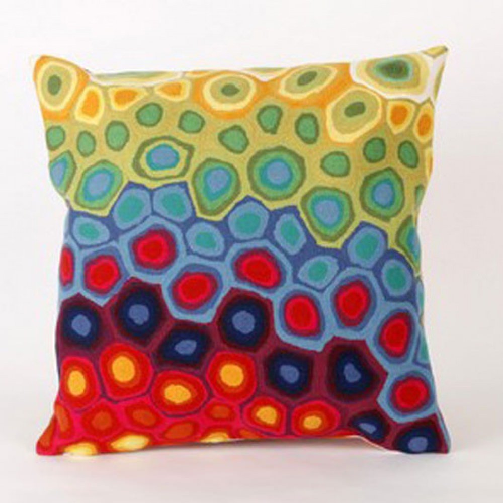 Liora Manne Visions III Pop Swirl Multi Indoor/Outdoor Pillows, 20" X 20" SQ, Red and Blue