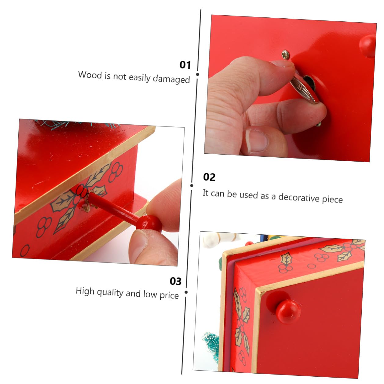 Caja de Música de Madera para Navidad, Portátil y Fácil de Usar, Decoración Adorable para Escritorio y Obsequio Infantil en Época Navideña