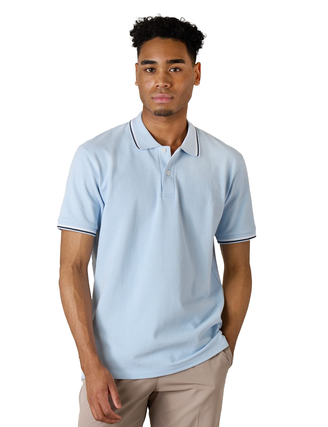 LAPASA Polo Manga Corta Hombre 100% Algodón de Piqué Estilo Clásico Relajado Camiseta Casual con Franja Negocio Golf Deporte Verano M19
