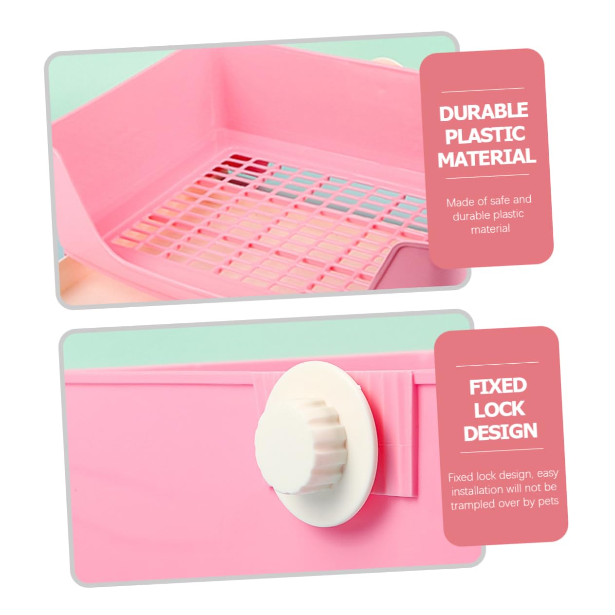 Toilette per Coniglio Cassetto, Plastica Rosa, Antiodore | Lettiera per Coniglio Nano, a Perdite, per Coniglio e Criceto, Uso in Salotti e Parchi