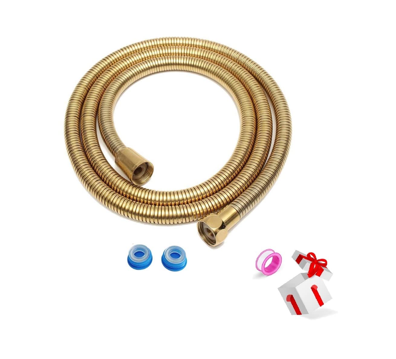 Hairstore Gold Shower Hose Stainless Steel Shower Bath Extension Replacement Part Bathroom 2 M Flexible Hose Handheld Shower