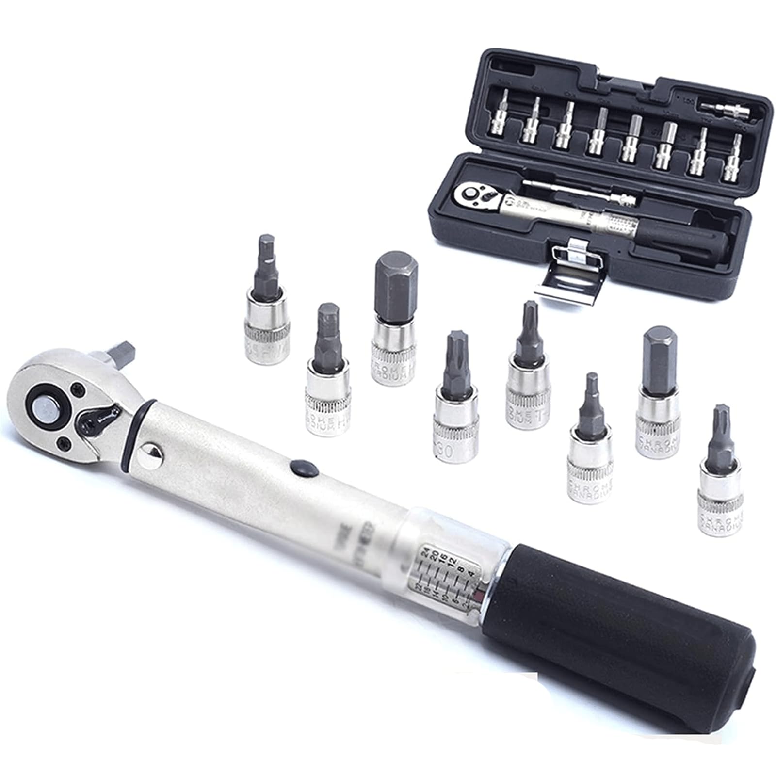 FAXIOAWA Herramienta de reparación de Bicicletas, Llave dinamométrica preestablecida, reparación de trinquete Ajustable, Enchufe Hexagonal T25, Juego de Llaves de Flor de Ciruelo