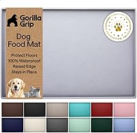 Vista 10 de GORILLA GRIP Alfombrilla de alimentación para mascotas 100% impermeable con bordes elevados de silicona libre de BPA, alfombrillas para comida