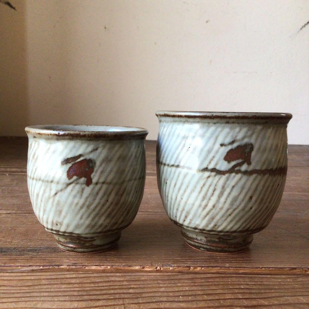 Amazon | No2639 人間国宝 島岡達三 象嵌夫婦湯呑 共箱 民藝 時代