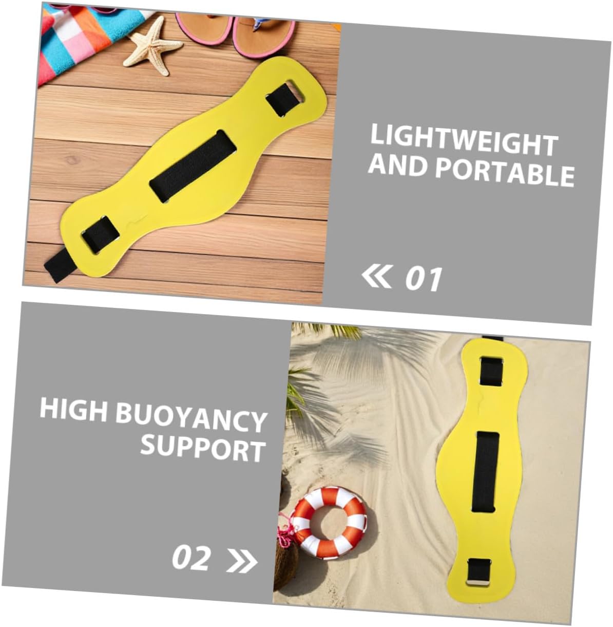 2pcs Swim Flotation Belt for Adults Ergonomic Yellow Midsection Float Quick Inflation Pool Exercise Equipment Safety Swim Training Aid for Water Aerobics and Beginners