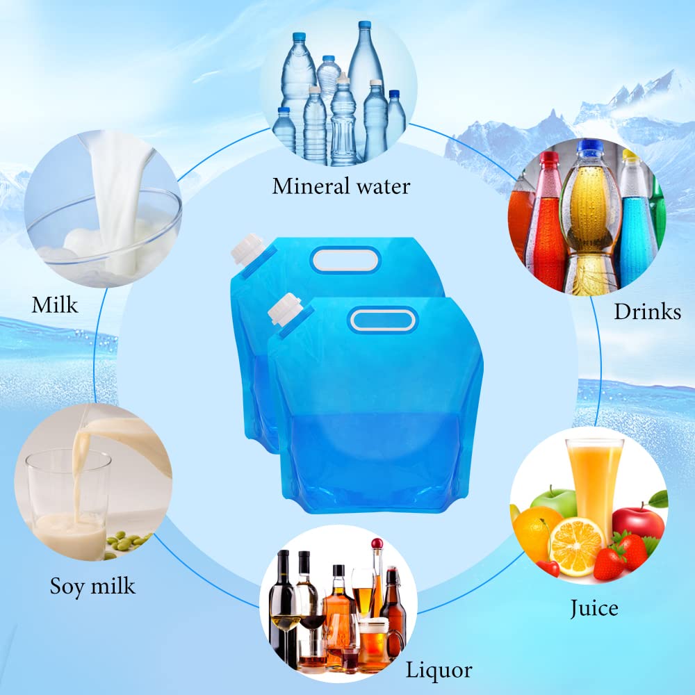 2 Sacs D'eau Pliables 10L Horuili - Réservoirs Eau Potable Réutilisables, étanches, Pour Randonnée, Camping, Pique-nique