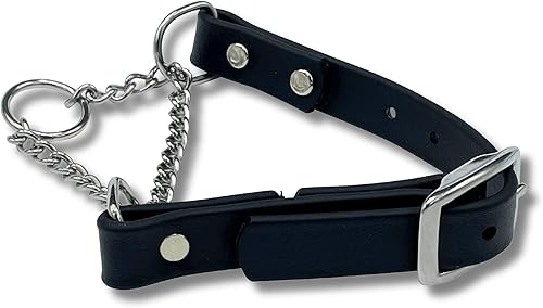 Collar de Martingala para Perros, Biothane, Hardware de Acero Inoxidable, Sin Tirones, Fabricado en Estados Unidos, Grado Profesional, XXS, Negro