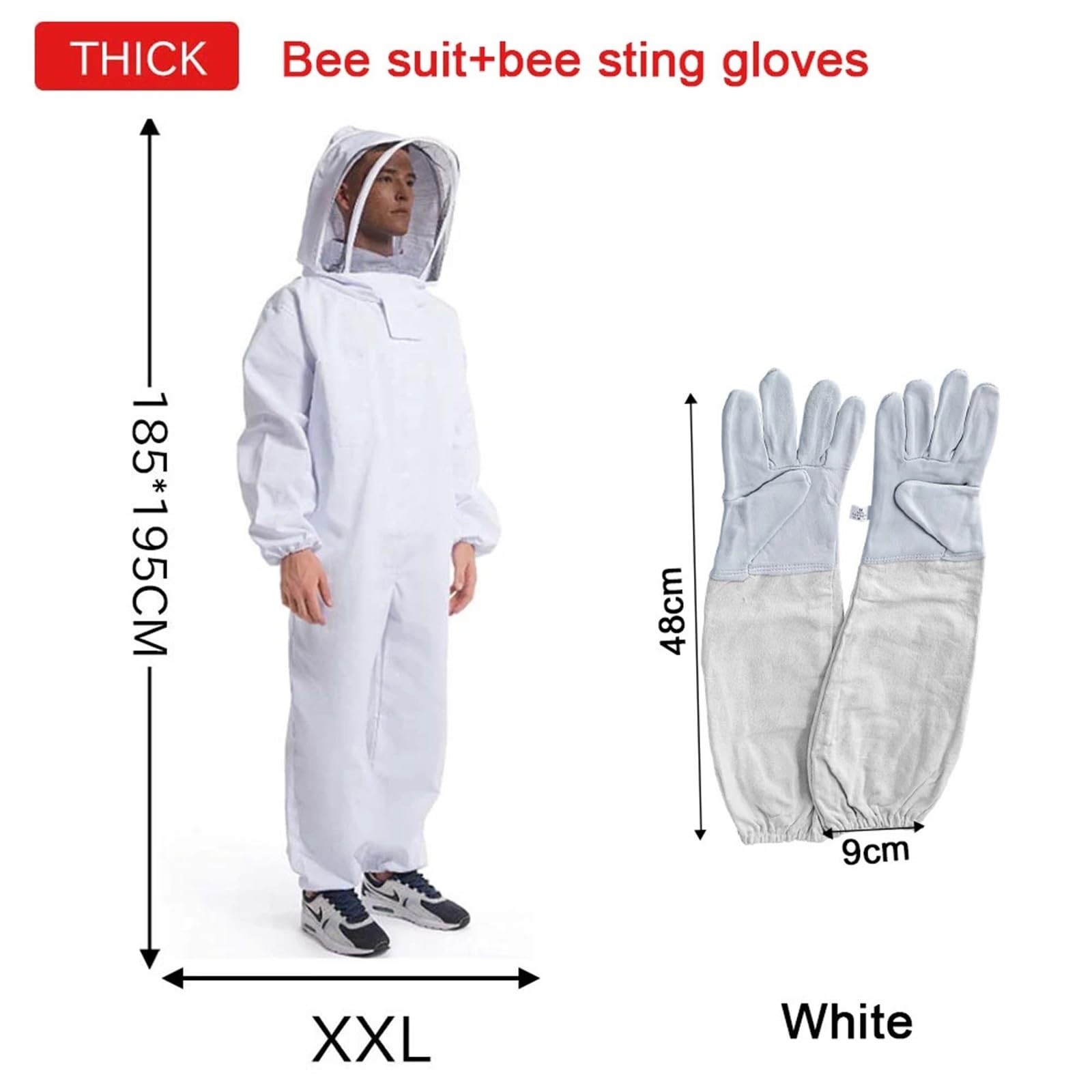 Ropa de apicultura cuerpo completo apicultores profesionales P | Rotection Traje de apicultura Velo de seguridad Protección unisex(XXL with gloves)