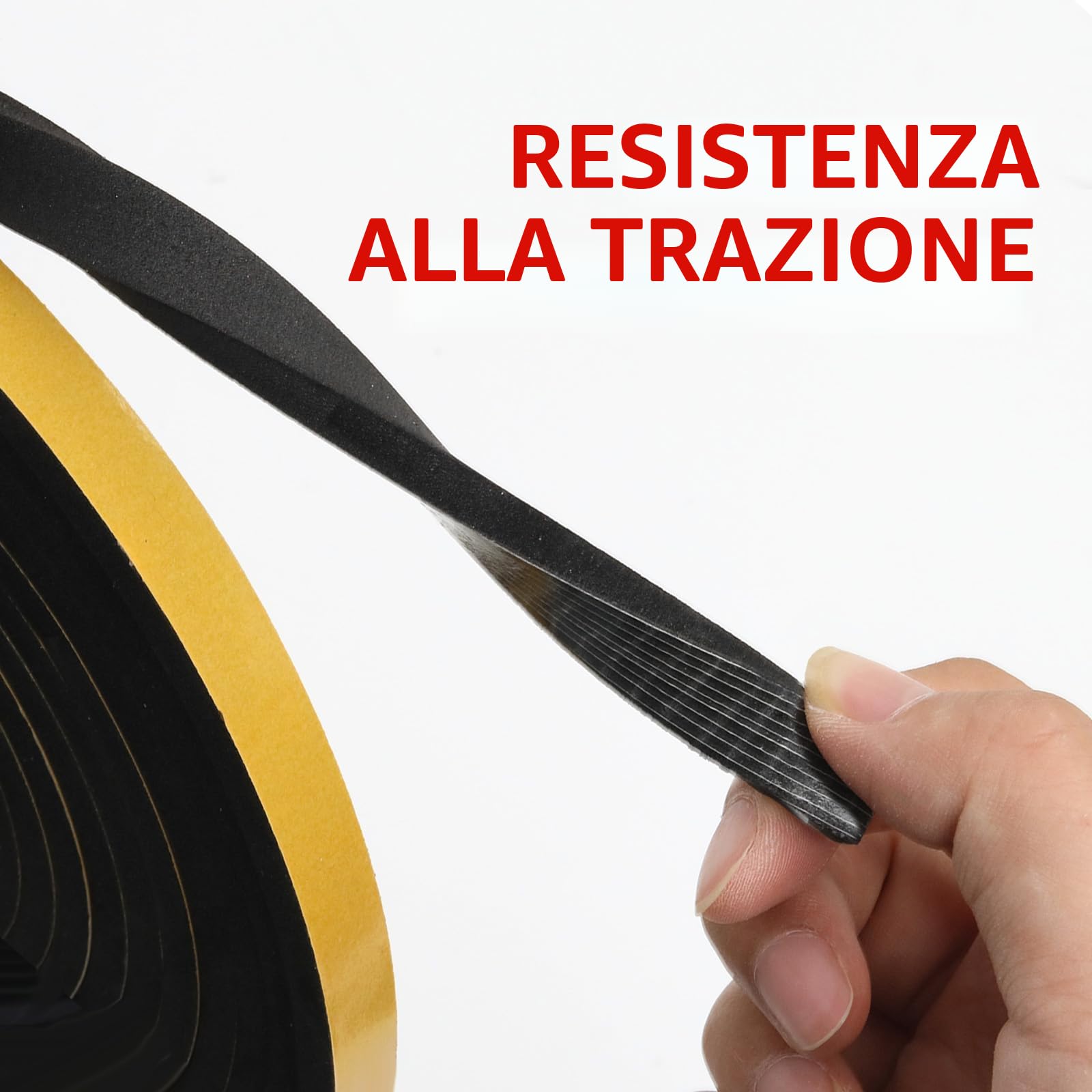 QILIMA 2 Rotoli Nastro Autoadesivo in Schiuma Nero 12 mm x 6mm x 5m Guarnizione in Gomma per Porte e Finestre Guarnizione per Porta Insonorizzata Antipioggia, Striscia di Tenuta per Aria Condizionata
