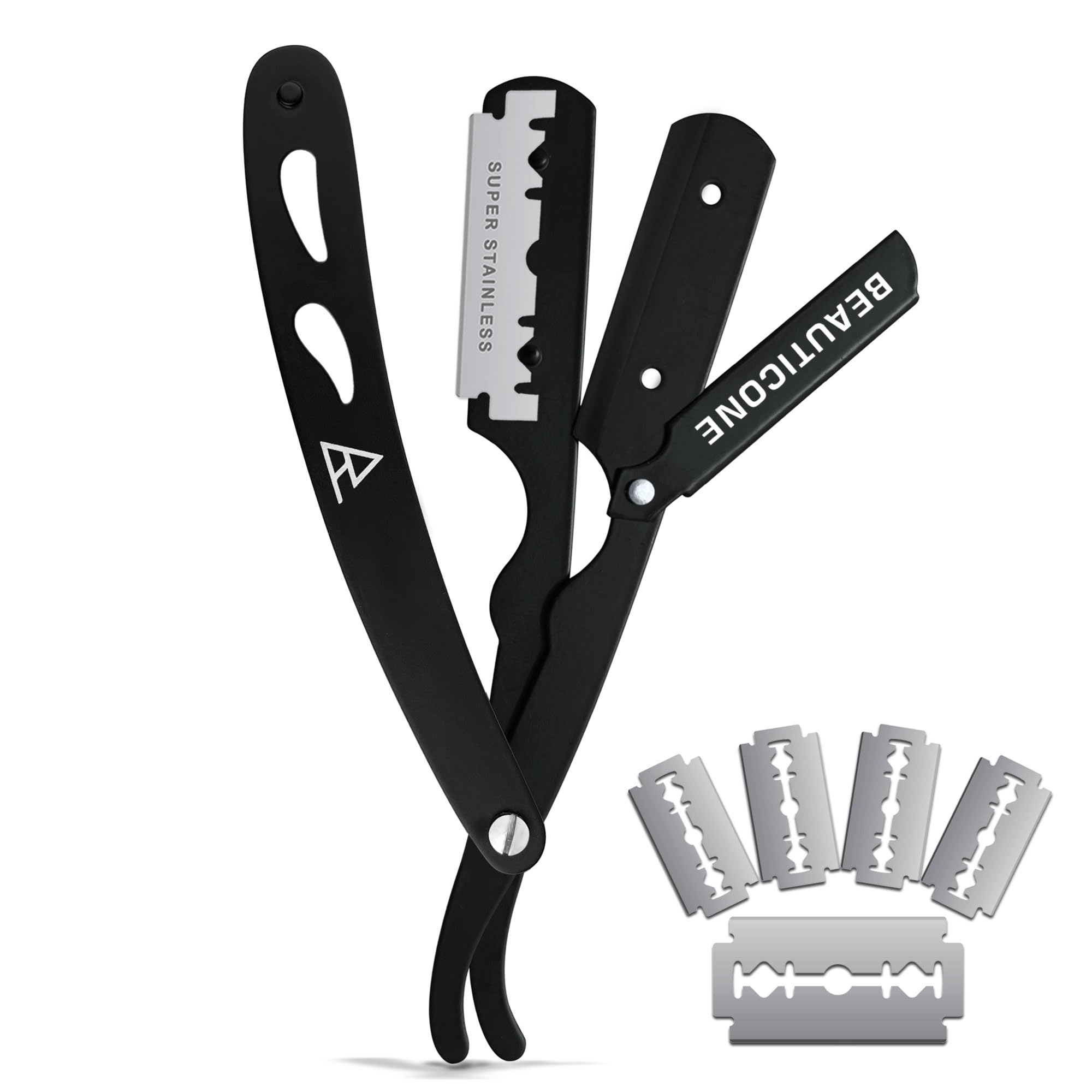 BEAUTICONE Straight Razors for Men, Straight Edge Razor, Single Blade, Stainless Steel, Barber Razor for Men's Shaving, Barber Shaving Knife, Swinglock