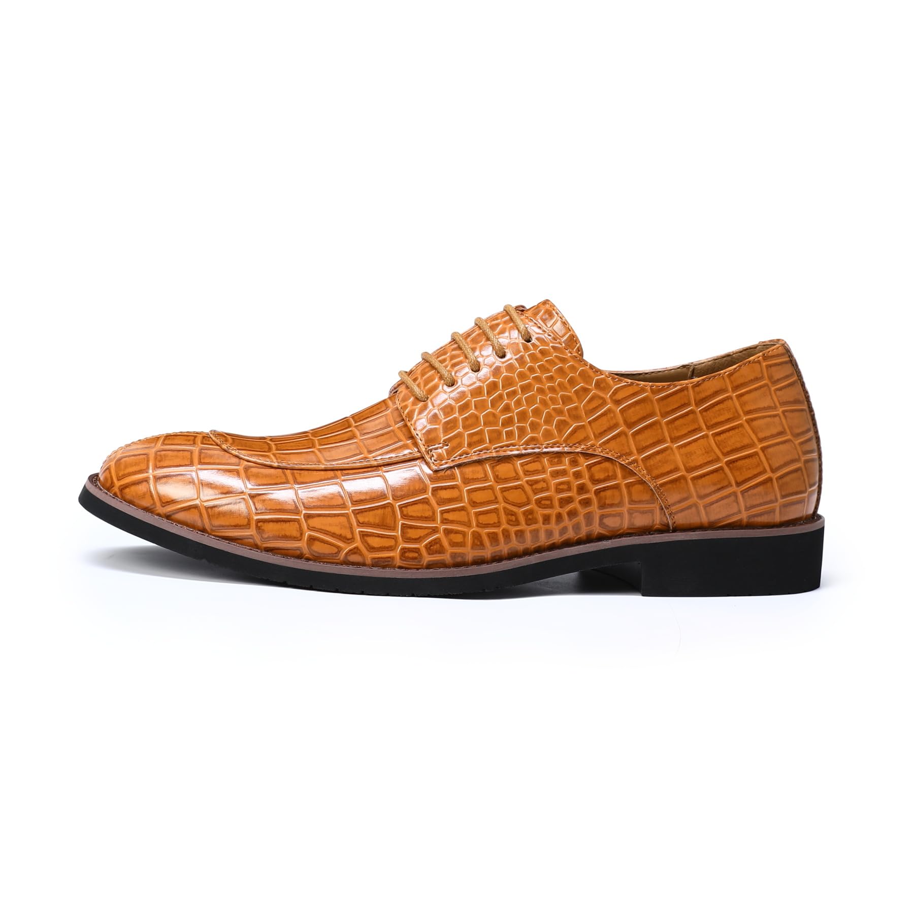 YFFUSHI Zapatos Formales para Hombre Derbies Elegantes con Cordones y Estampado de Cocodrilo para Negocios Bodas o Ceremonia