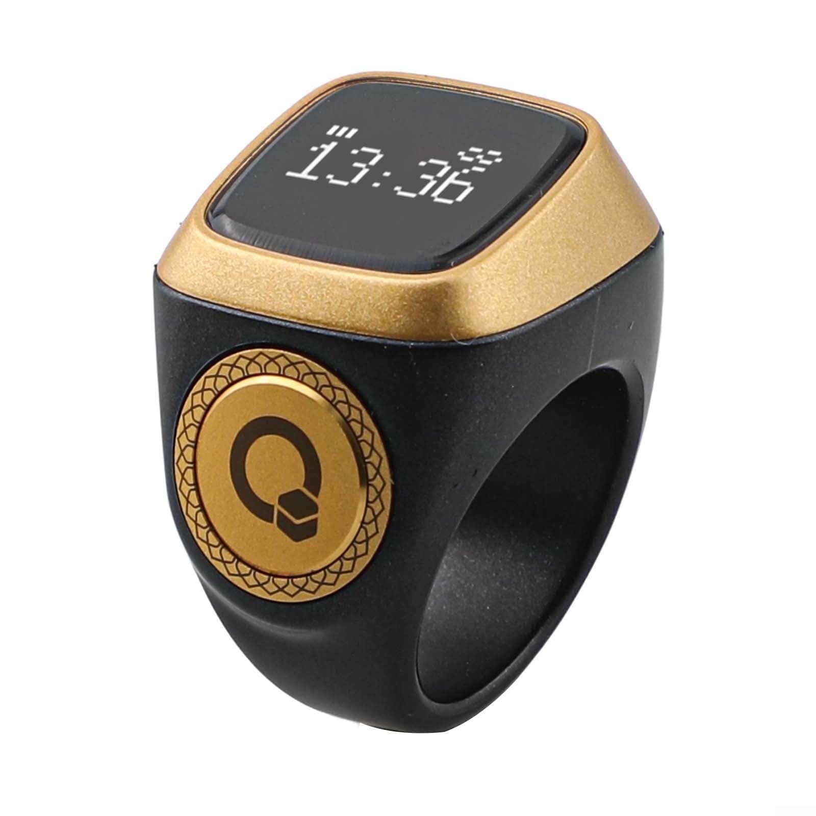 IQibla Smart for zikr Ring Tasbih contatore con display oled, contatore digitale per preghiera con app e promemoria vibrazioni, progettato per i musulmani per tenere traccia del conteggio (18 mm nero)