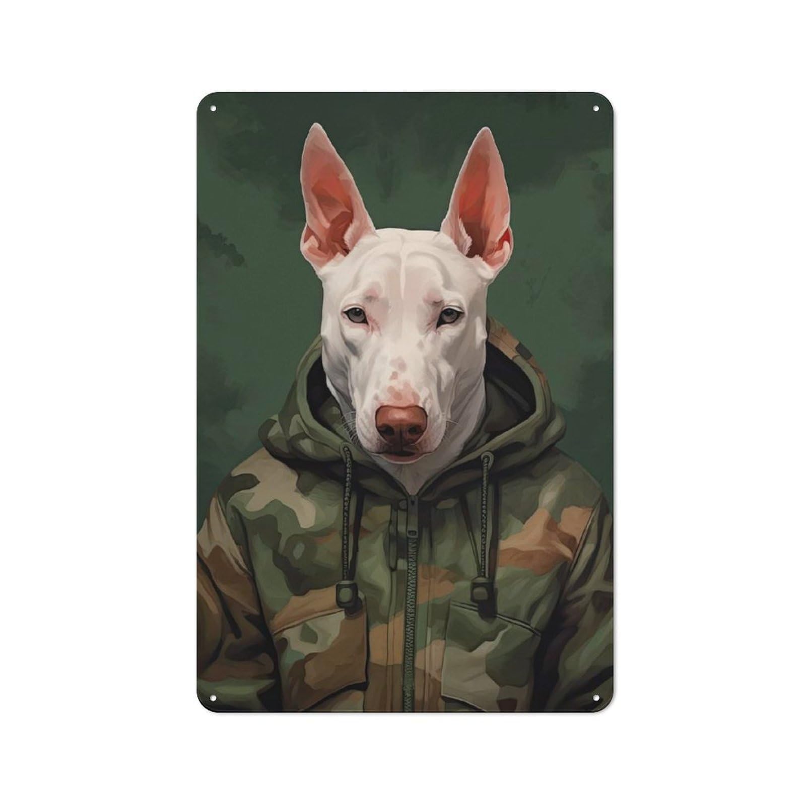 Junmoney Style-7 Tin Wall Plaque 30X20cm With English Bull Terrier Camo For Kitchen Or Home Bar, A Christmas Gift For People Styling Kitchen And Home Bar