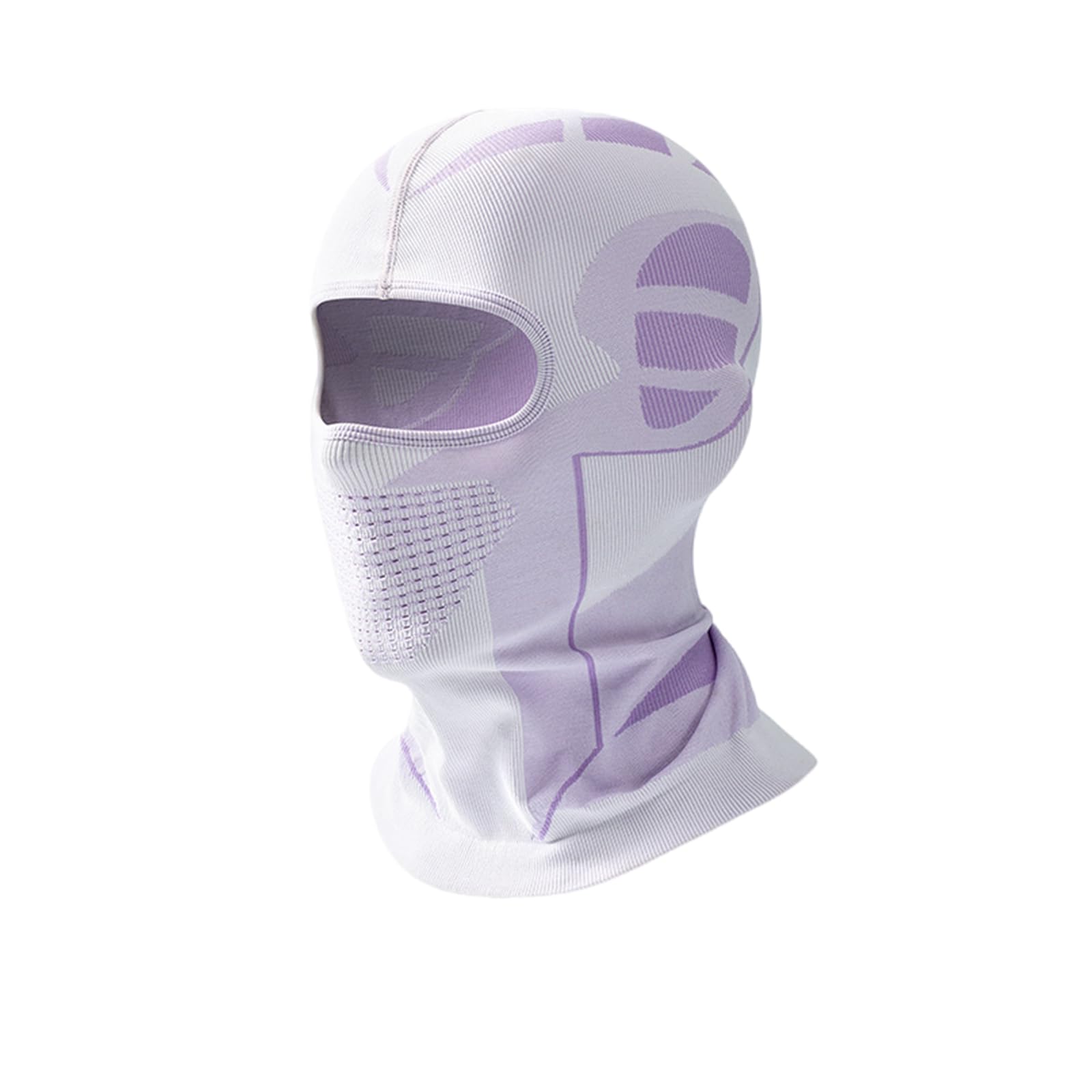 Balaclavas Ski Mask Winter, Thermal Windproof Breathable Mask for Riding Outdoor Autumn, Warm Headwear for Cycling in Cold Weather (Spandex, Purple-White)