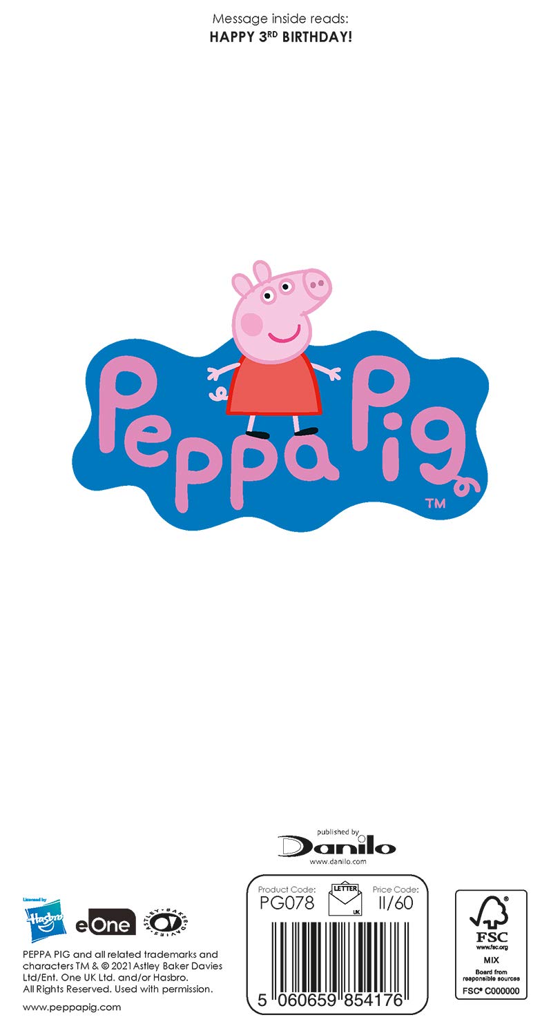 Peppa Pig Birthday Card Age 3