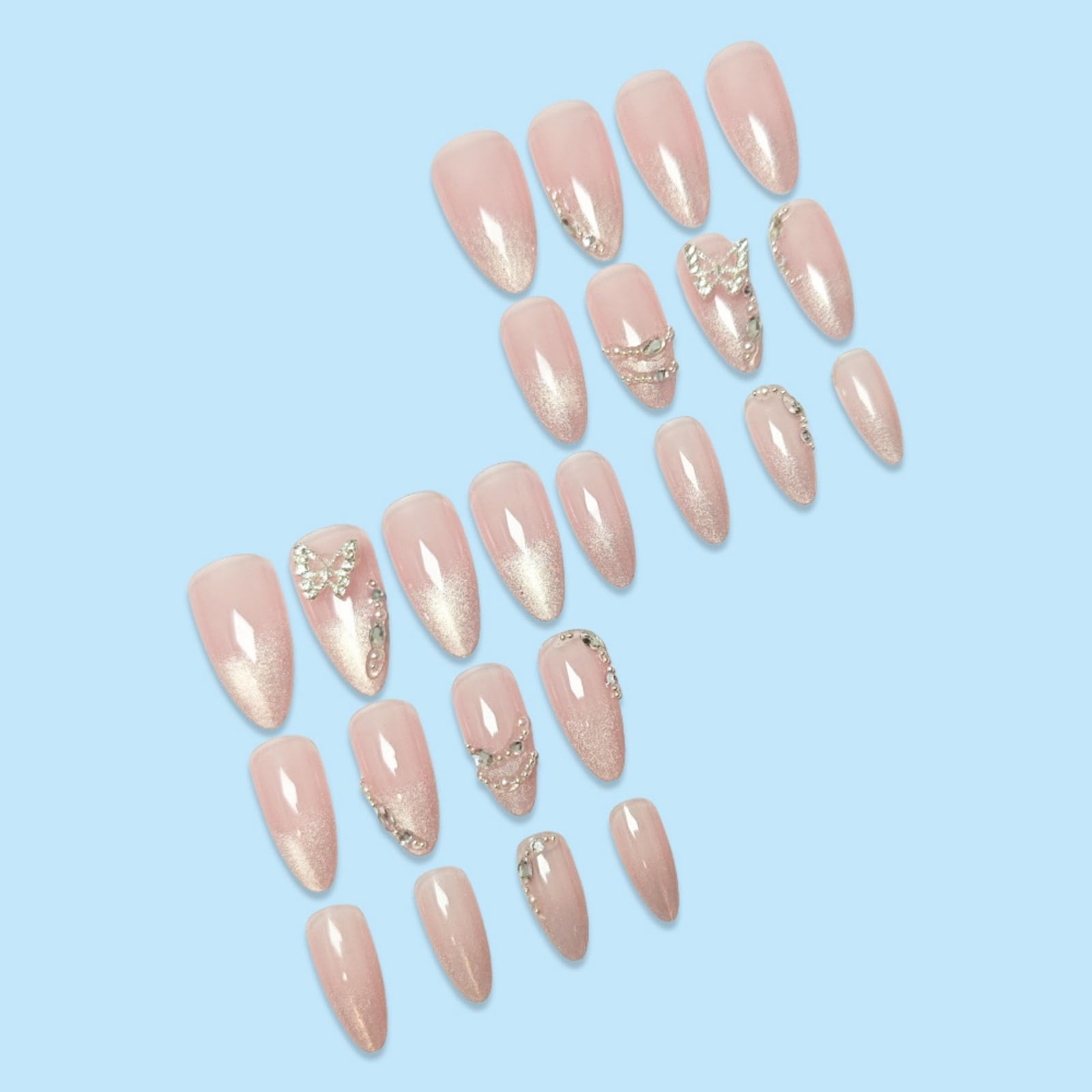 Long Press on Nails Stiletto Fake Nails French False Nails Brown Artificial Nails with Pink Flowers Designs Leopard Handmade Nails 3D Floral Stick on Nails for Women 24pcs: B01-12