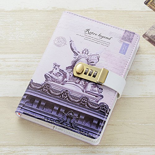 Agenda Journal A5 en Cuir PU avec Carnet à Code Rétro pour Étudiant