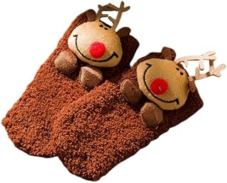 1 par de medias de Navidad para bebé, calcetines cálidos de invierno con suave muñeca de reno, para fiestas de Navidad, regalos de color marrón, género, A318E1546LSINGYH8BOXXR, marrón,