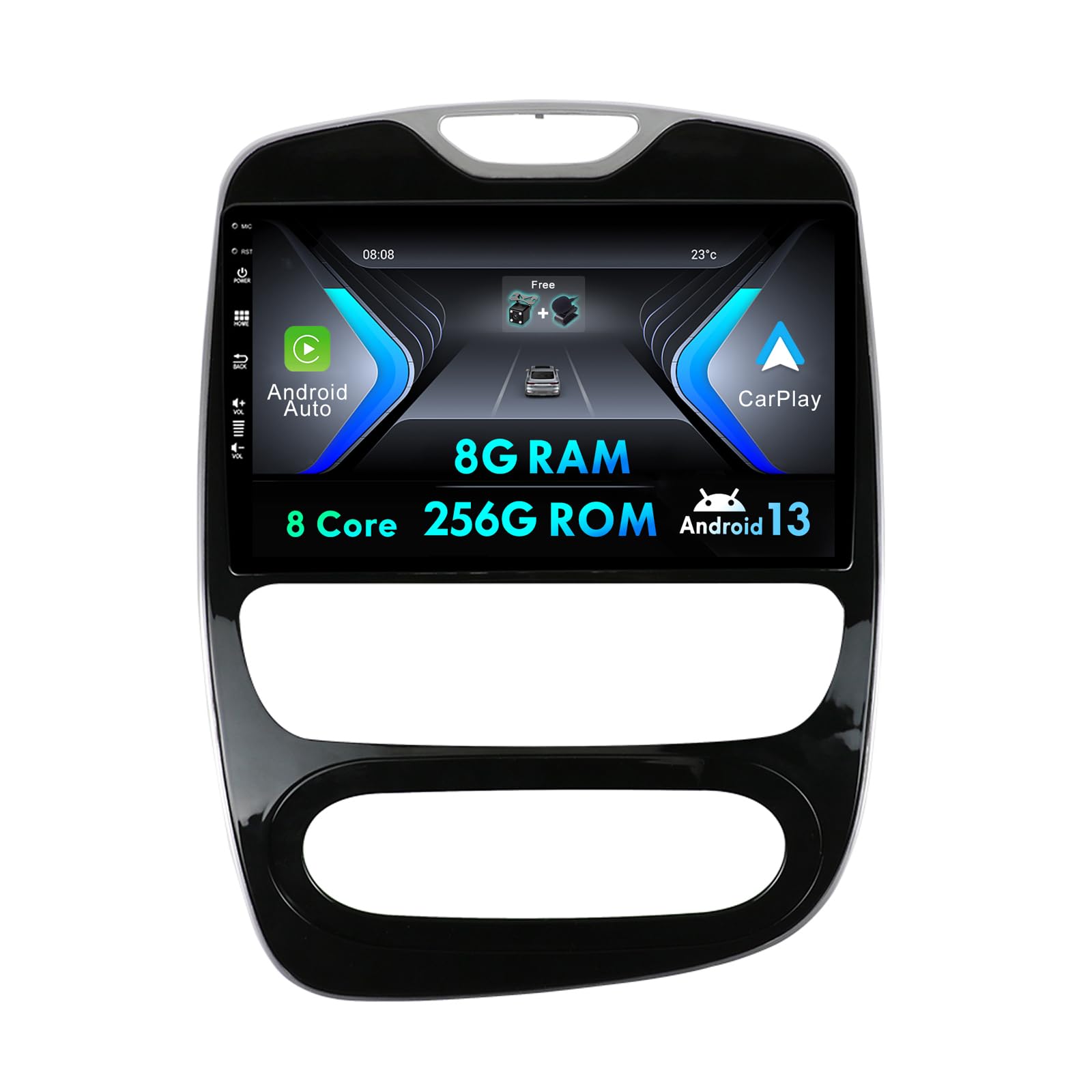 [8G+256G] 2 Din Android 12 Autoradio Per Renault Clio 4 ZOE 2016-2019 - Built-in DSP/Carplay/Android Auto/GPS/WiFi/Volante Camera&MIC GRATUITI - Supporto RDS DAB 360-Camera Fast Boot - 9 Pollici IPS