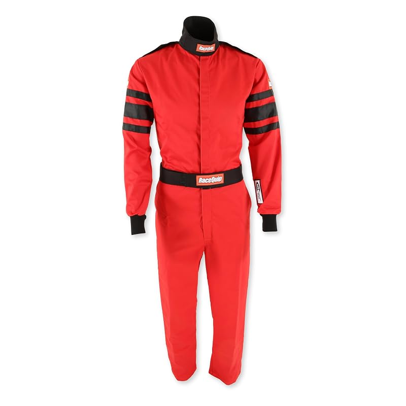 Macacão de Pilotagem RaceQuip 110013RQP 110 Series com 1 Peça, SFI 3.2A/1, Vermelho e Preto, Tamanho Médio