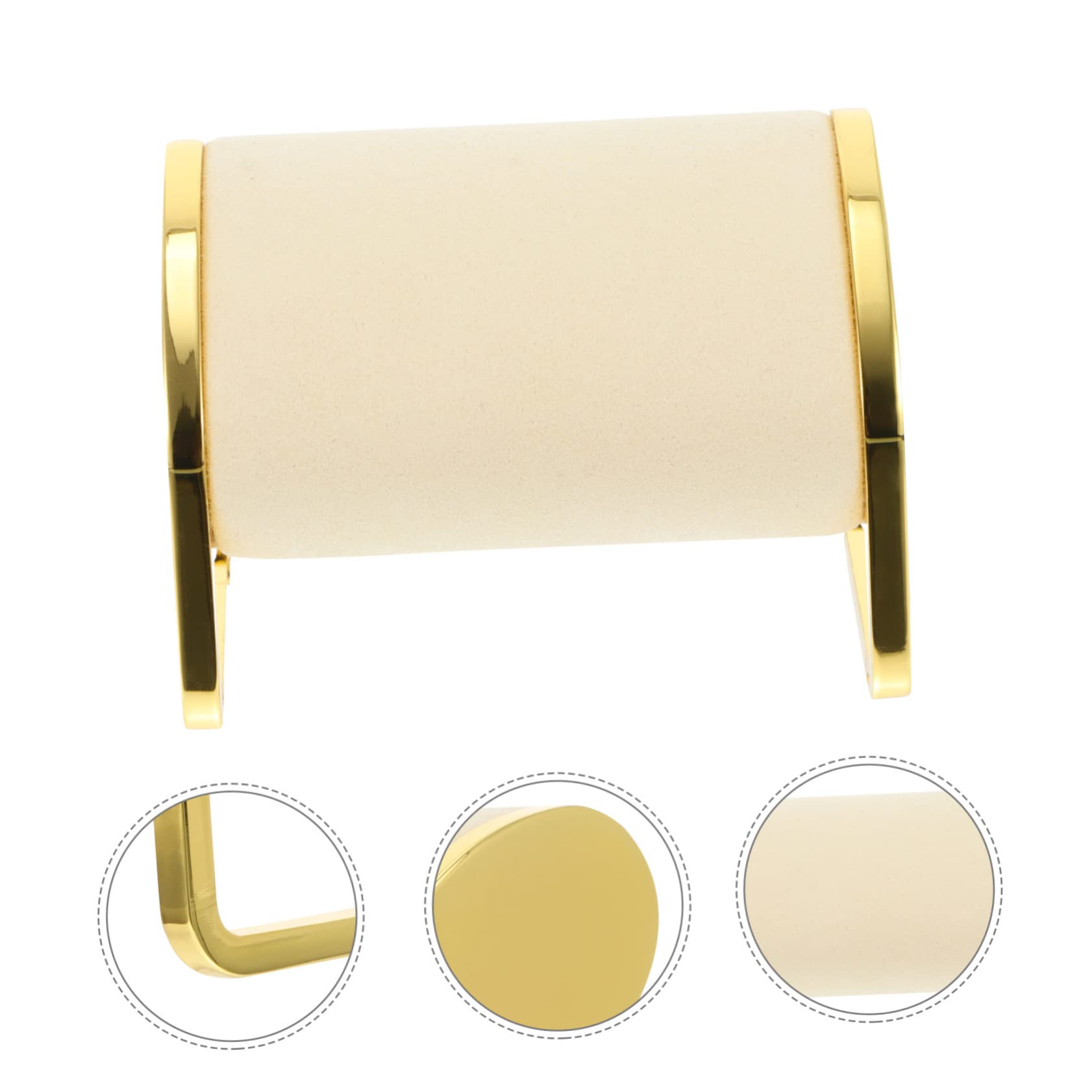 CALLARON Uhrenständer aus Metall, Beige, 1 Stück für Armbanduhr | Schaufenster Präsentationsständer, Mikrofaser und Galvanisch Veredeltes Metall, Schlichtes Design
