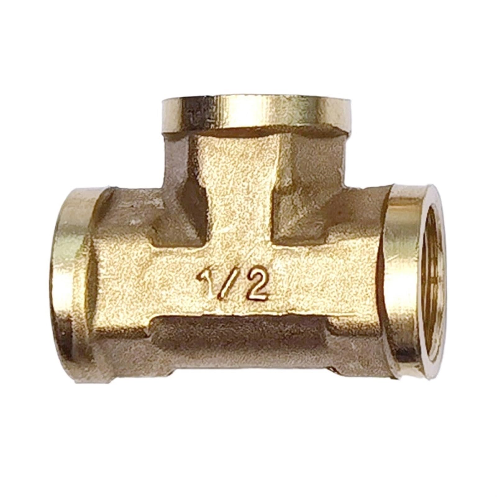 Accesorio de tubería de latón for plomería neumática, rosca macho/hembra, 1/8", 1/4", 3/8", 1/2", BSP, adaptador de cobre tipo T for agua, aceite y gas Unión en T para Tuberías(Female-F-F,1.5inch)