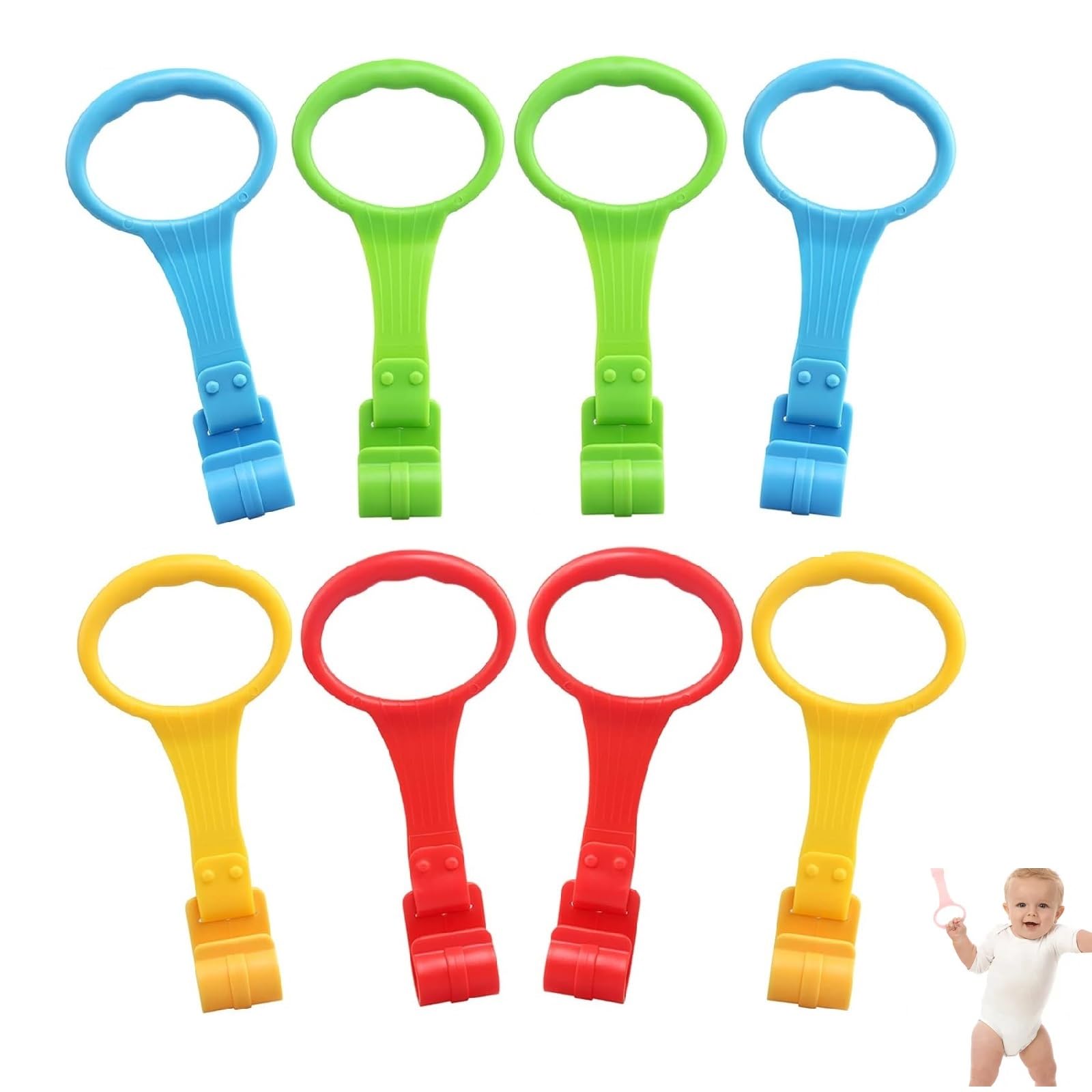 Ringe für Kinderbetten,8 Stück Baby Hand Ringe Griff,Abnehmbarer Handringe,Mehrfarbig Hängender Ringe,Kinderbetten Zubehör Zugringe,Ringe für Baby Kinderbetten für Baby Kleinkind Beinübung Damit