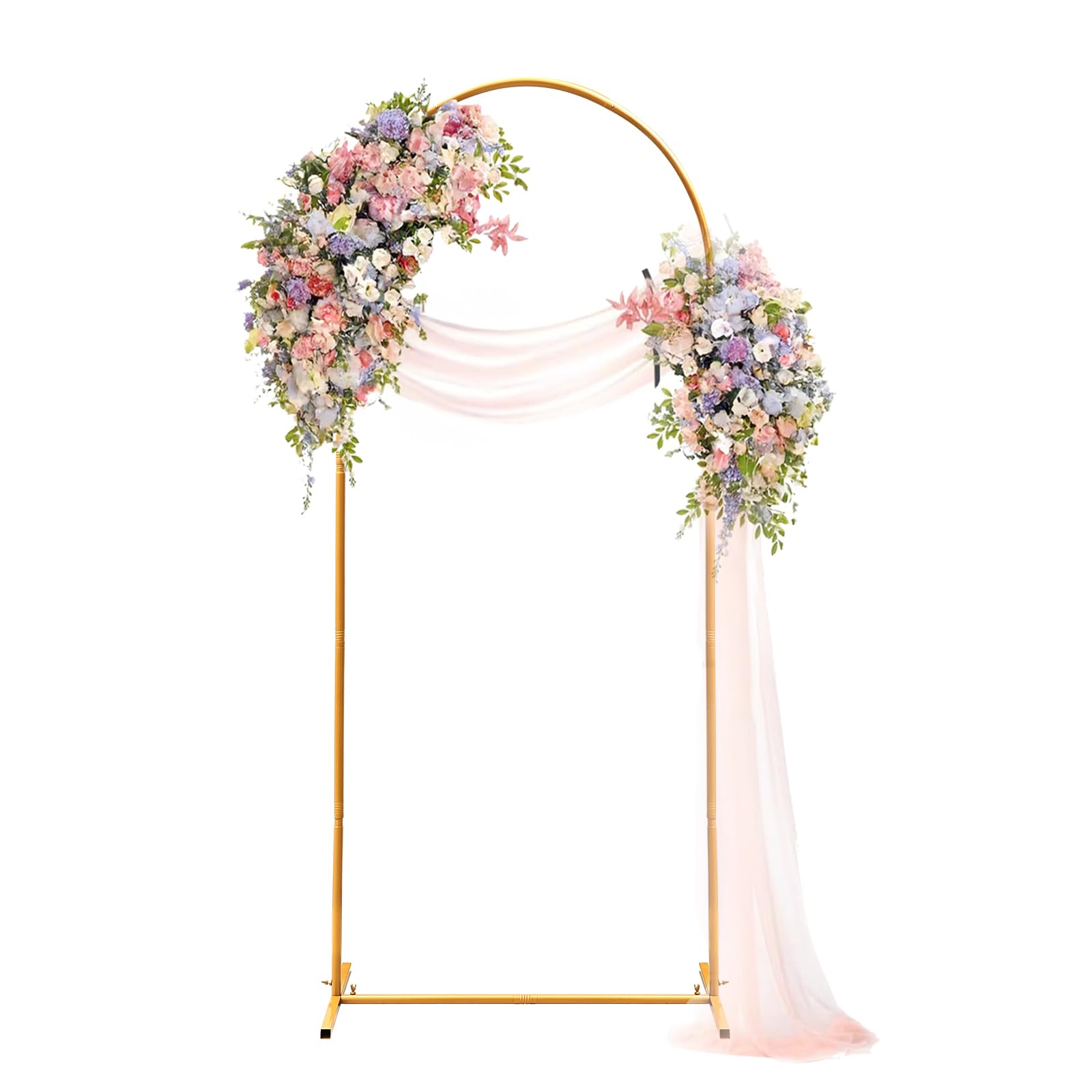 Kijamilee Metal Arch Backdrop Stand 7.2FT, Gold Wedding Arch Stand Frame, Square Balloon Arch Stand for Wedding Ceremony, Party, Baby Shower Decoration, Graduation Ceremony, Door Frame Back Drop Stand