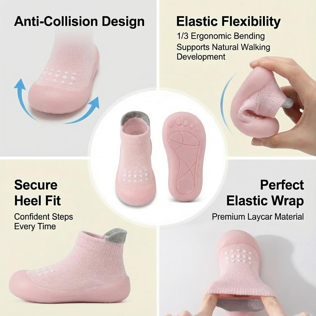 Baby Sock Shoes Toddler Walking Shoes Infant Non-Slip Slippers with Soft Rubber Sole Baby Boys Girls Sneakers - Image 4
