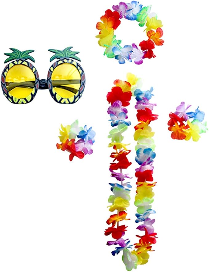 MOAZIFI Hawaii Blumenketten Set 5-tlg. - Blumengirlanden Für Luau Party & Strandfest