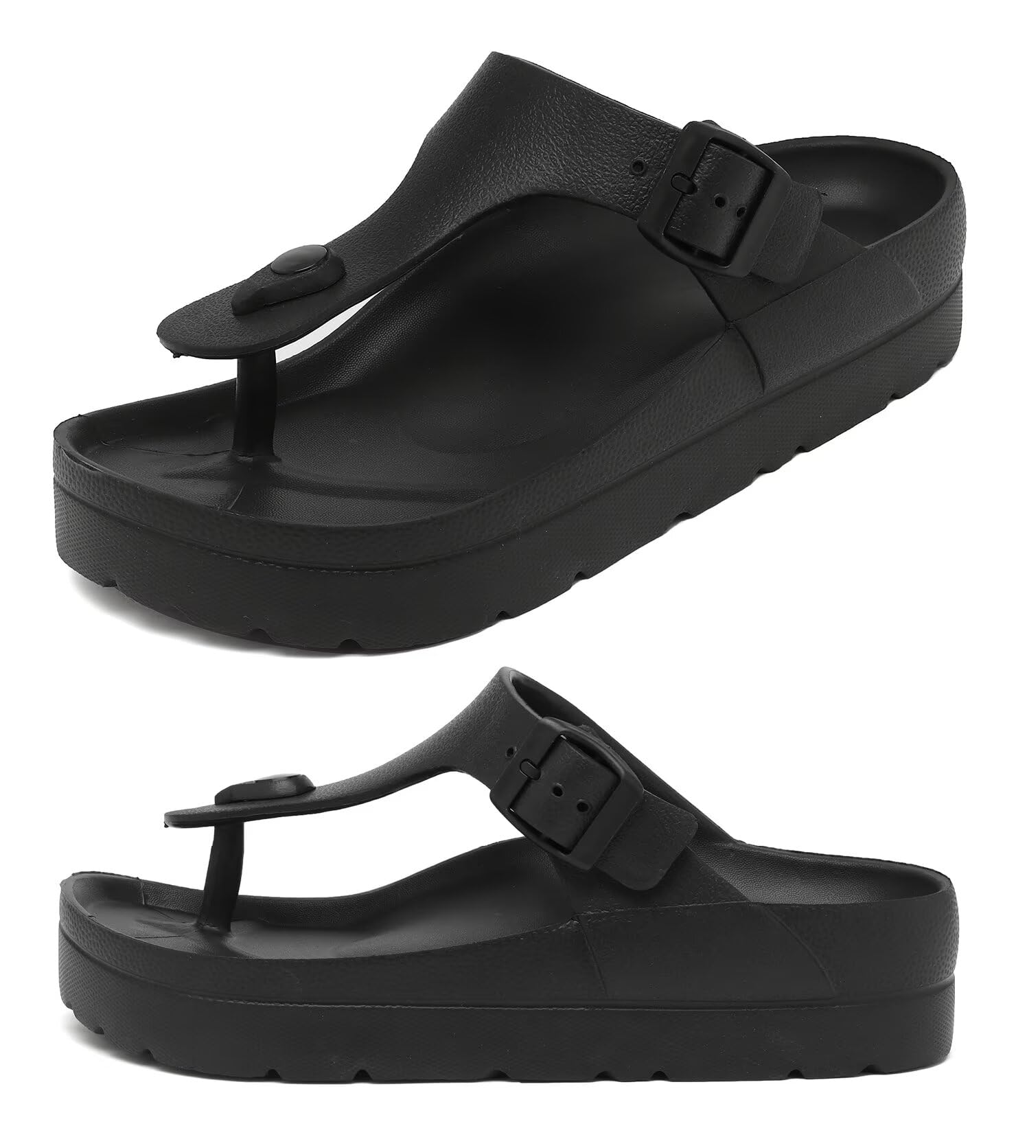 Haifago Women's Platform Sandals with Arch Support, Summer Beach Slides Adjustable Buckle Comfortable Lightweight EVA Slip on Slide