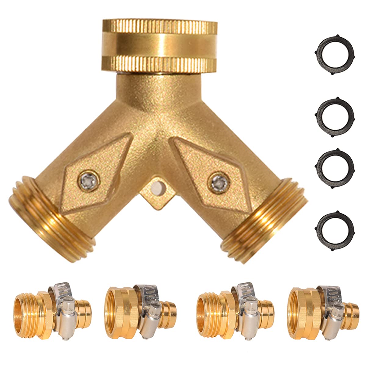 Buy Y Hose Splitter 2 Way, Water Hose Repair Kit, 3/4" Solid Brass