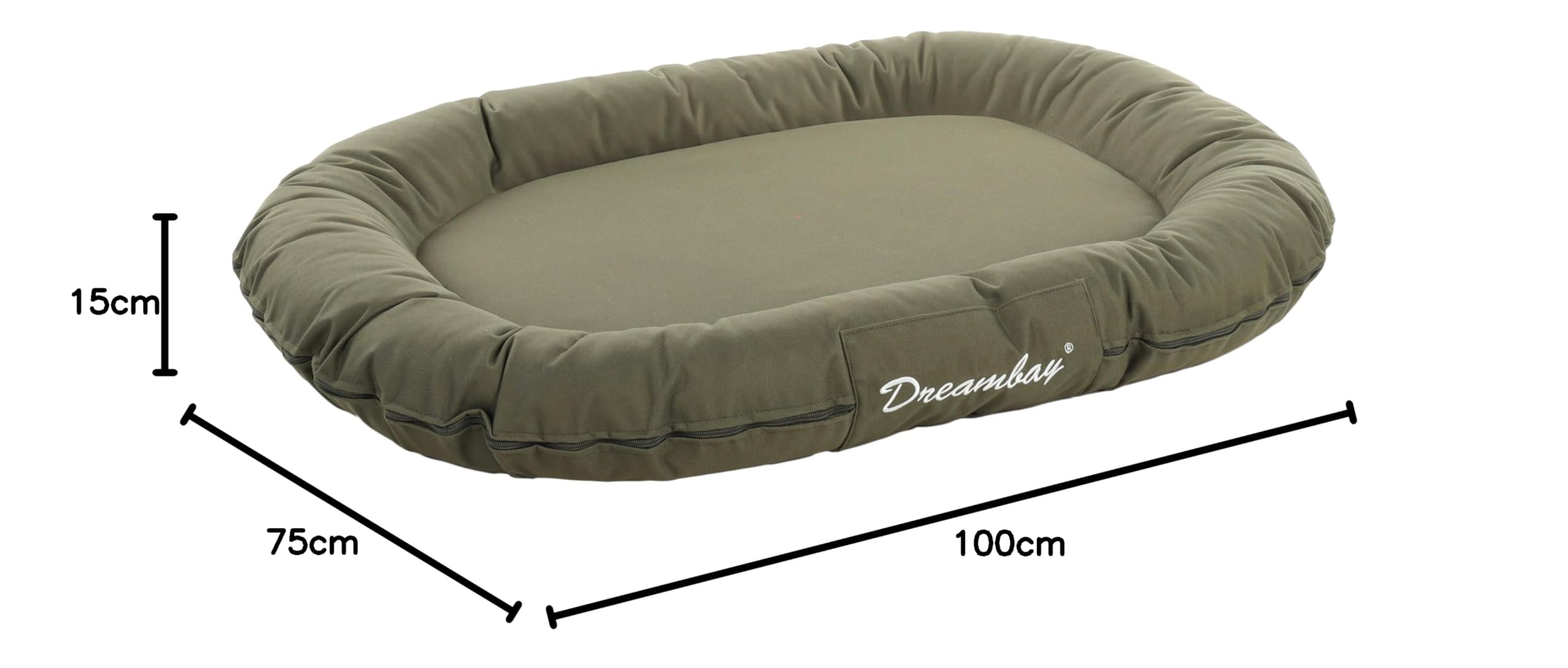 Flamingo Panier Dreambay® Ovale Vert Olive 100x75x15cm - Lavable - Housse Amovible avec Fermeture éclair - Déperlant
