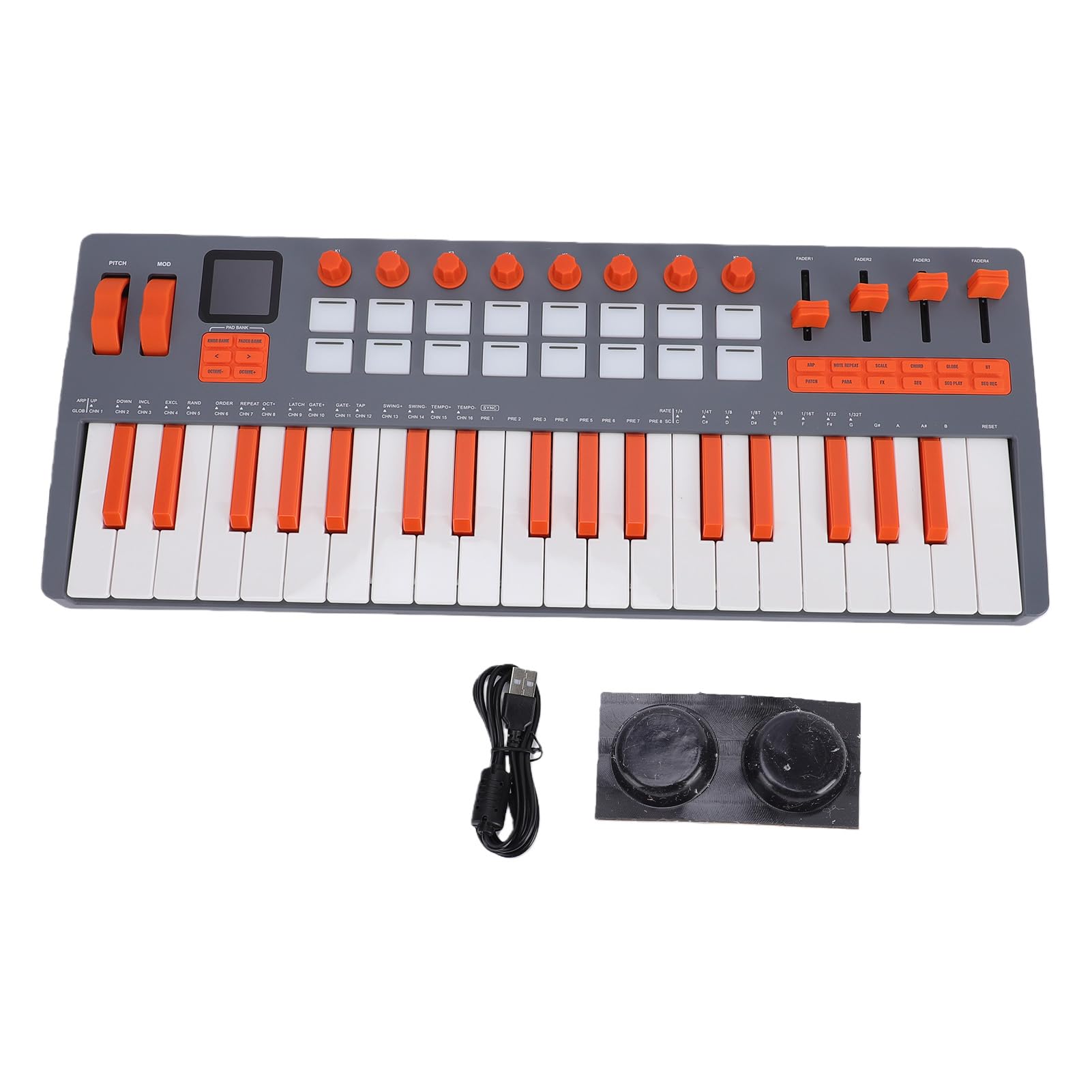 Btuty Ausdrucksstarker 37-Tasten-MIDI-Keyboard-Controller mit Synthesizer, 16 RGB-Pads, 2,4 GHz Wireless, 10-Stunden-Akku, FL Studio-Integration, DAW-kompatibel, Zonenschalttasten