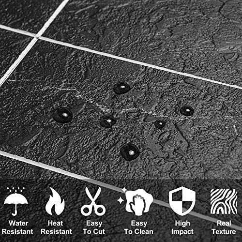 Auliget 100 Piece Faux Stone Backsplash Peel And Stick Pvc Tile, 3 Inch X 6 Inch Black Marble With White Grout Stick On Tiles For Backsplash Kitchen thumb #2