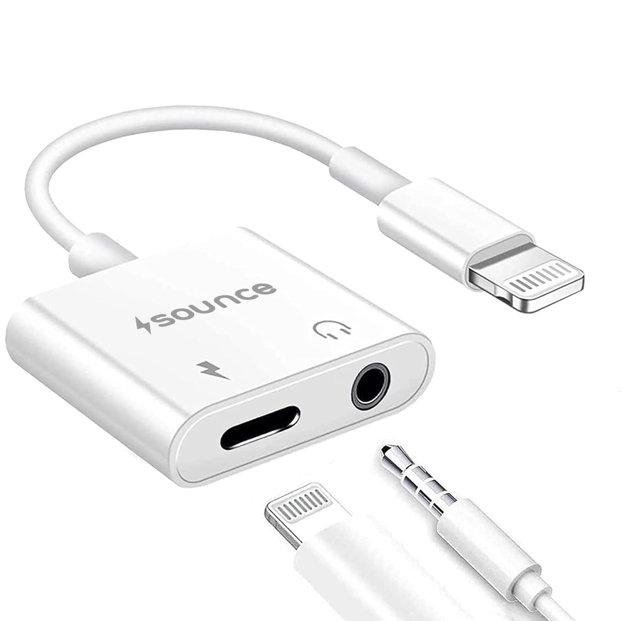 Sounce 2-in-1 8 Pin to 3.5mm Audio & Charging Splitter – Dual Port Adapter Cable for Music, Power, Headsets, Speakers & More – White-picture-19