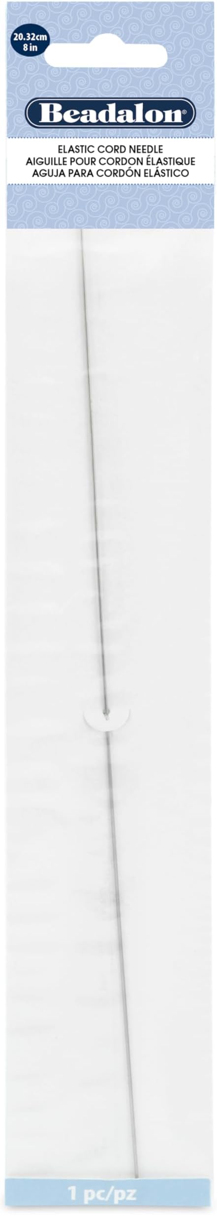 Elastic Stretch Cord Beading Needle, Stainless Steel, 8 in Length, 1 pc, Easily Transfer Beads on Stretch Cord