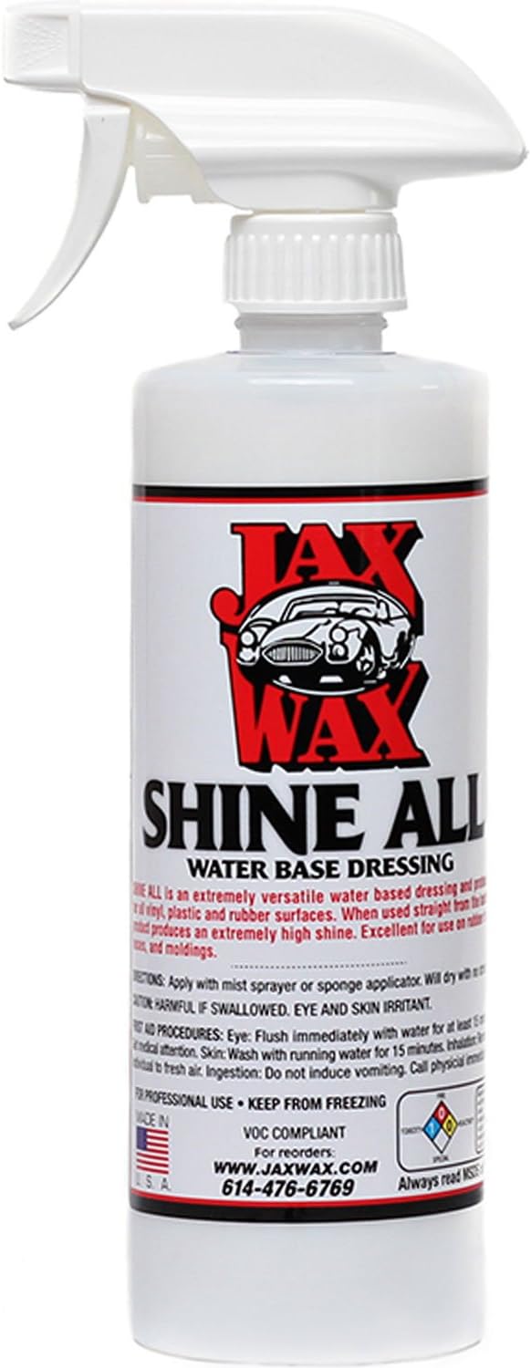 Jax Wax Shine All, Professional High Gloss, Water Based Dressing and Protectant for Engines, Tires, Vinyl and Plastics - 16 Ounce